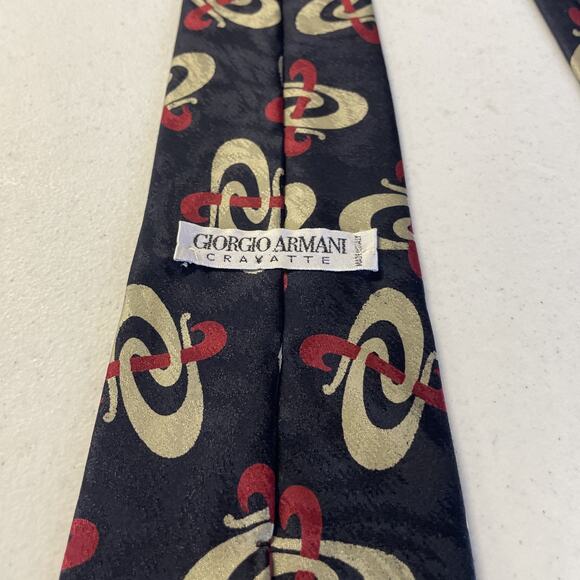 Giorgio Armani Cravatte Silk Tie – Red/gold Pattern – Made in Italy - - Picture 8 of 10
